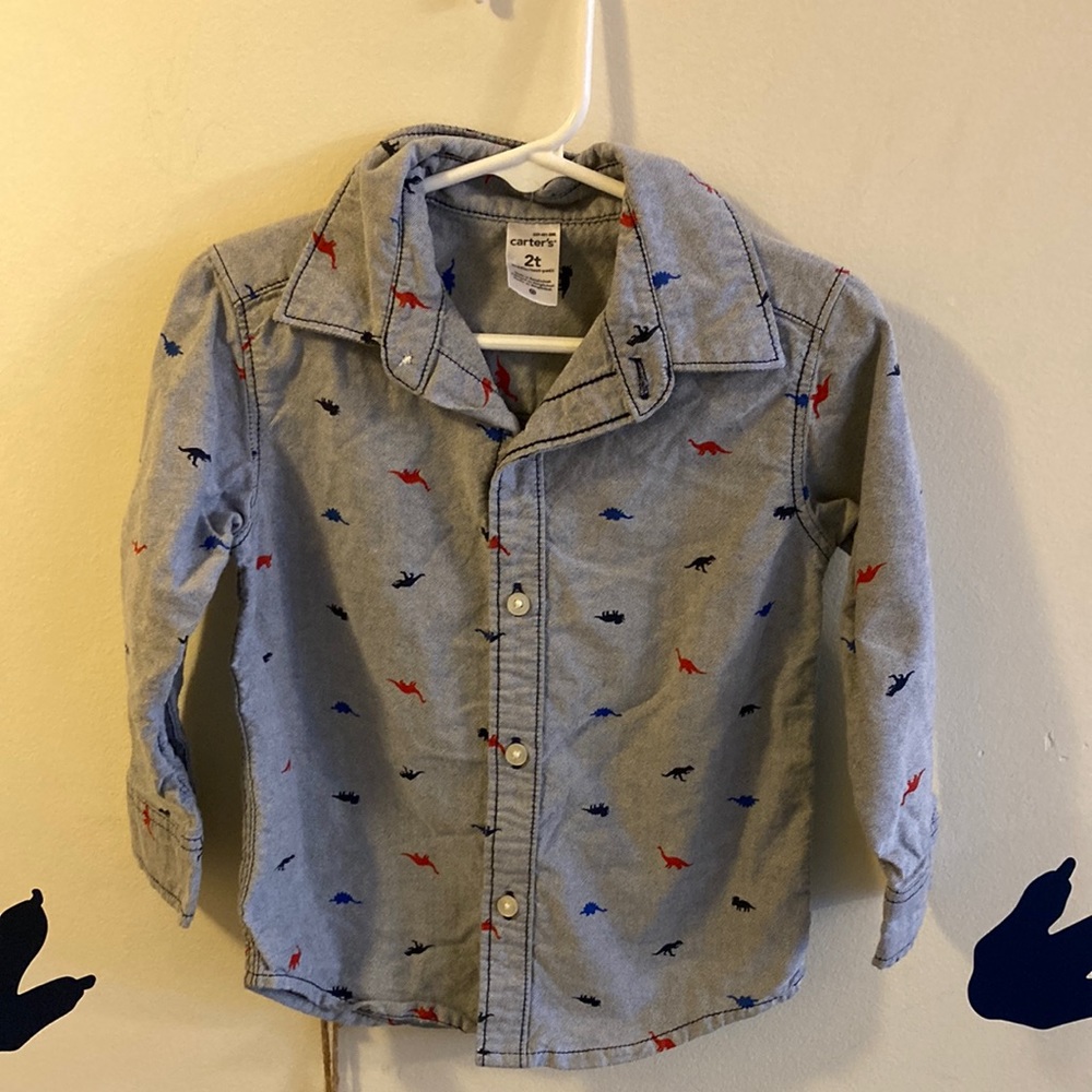 Carters Toddler Boy Button Down Dinosaur Shirt Size 2T